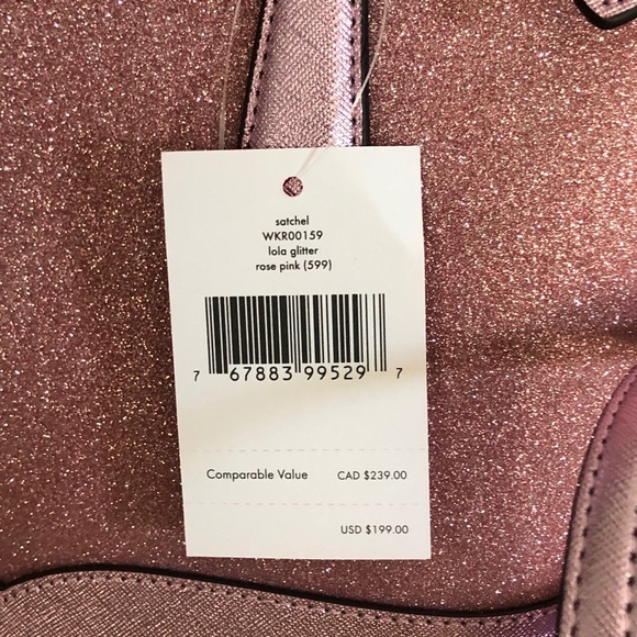 KATE♠️SPADE LOLA PINK GLITTER SATCHEL & WALLET - Picture 8 of 13